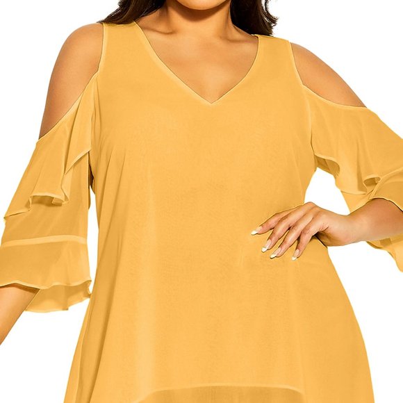 City Chic Trendy Plus Size Wild Dobby V-neck Top - Picture 1 of 4